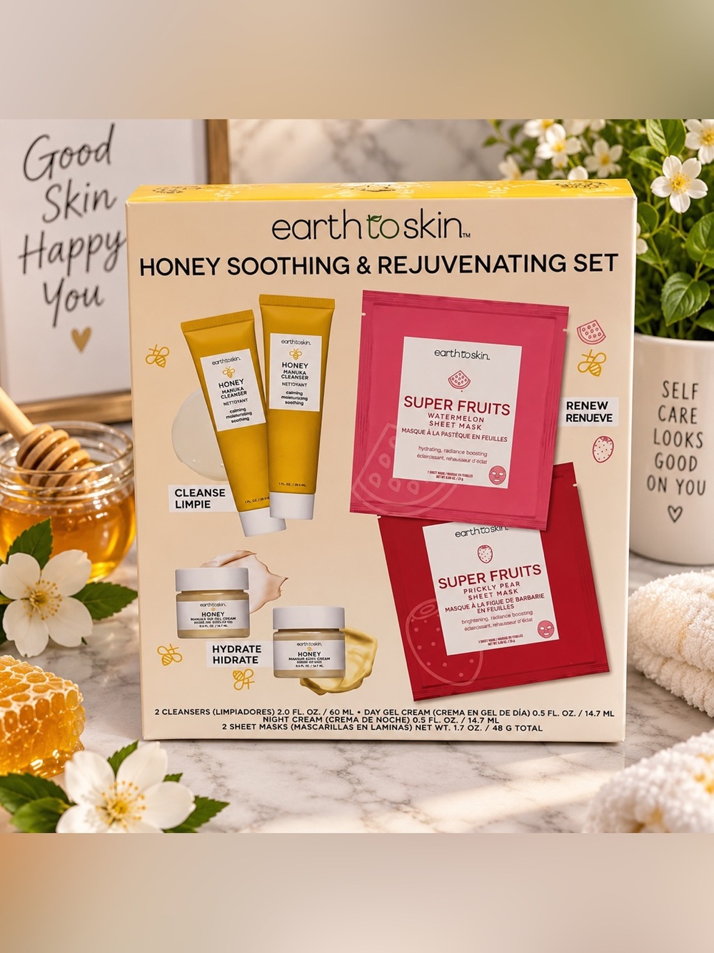 Earth to Skin Honey Soothing & Rejuvenating Skincare Set NIB